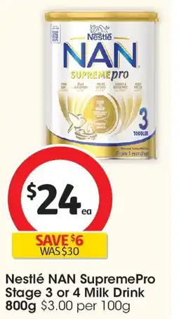Coles Nestlé NAN SupremePro Stage 3 or 4 Milk Drink offer