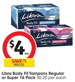 Coles Libra Body Fit Tampons Regular or Super offer