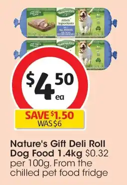 Coles Nature's gift deli roll dog food offer