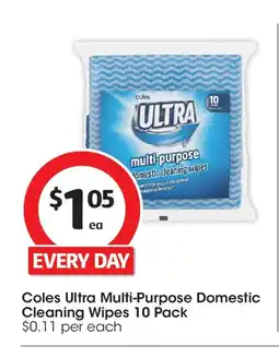Coles Coles ultra multi-purpose domestic cleaning wipes offer