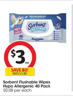 Coles Sorbent flushable wipes hypo allergenic offer