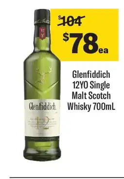 Coles Glenfiddich 12yo single malt scotch whisky offer