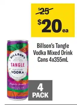 Coles Billson's tangle vodka mixed drink cans offer