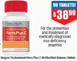Chemist Warehouse Wagner professional ferro plus c 90 modified release tablets offer