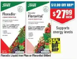 Chemist Warehouse Floradix liquid iron plus or floravital offer