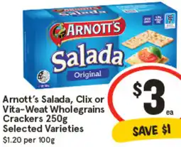 IGA Arnott's Salada, Clix or Vita-Weat Wholegrains Crackers offer