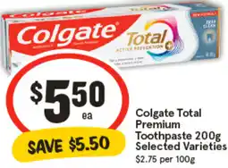 IGA Colgate Total Premium Toothpaste offer