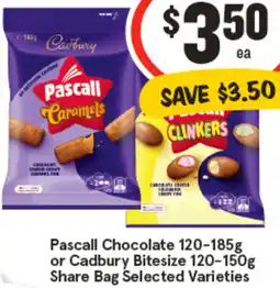 IGA Pascall Chocolate or Cadbury Bitesize offer