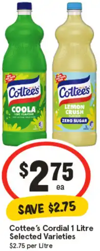IGA Cottee's Cordial offer