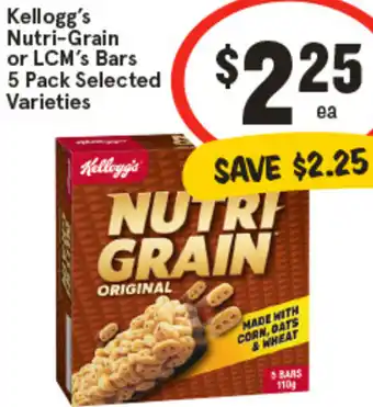 IGA Kellogg's Nutri-Grain or LCM's Bars offer