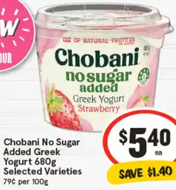 IGA Chobani No Sugar Added Greek Yogurt offer