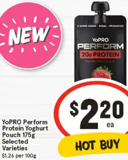 IGA YoPRO Perform Protein Yoghurt Pouch offer