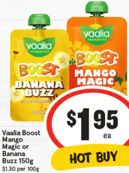 IGA Vaalia Boost Mango Magic or Banana Buzz offer