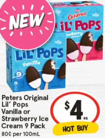 IGA Peters Original Lil' Pops Vanilla or Strawberry Ice Cream offer