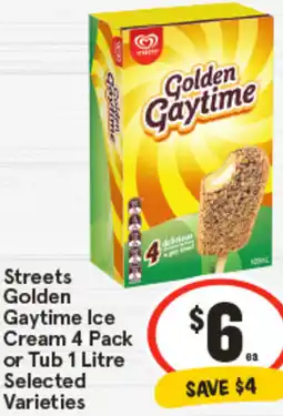 IGA Streets Golden Gaytime Ice Cream or Tub offer