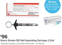 Henry Schein Henry Schein DE Self Aspirating Syringes offer