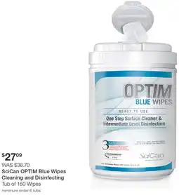 Henry Schein SciCan OPTIM Blue Wipes Cleaning and Disinfecting offer