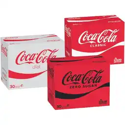 Woolworths Coca-Cola Classic, Diet or Zero Sugar Soft Drink Varieties 30 x 375ml offer