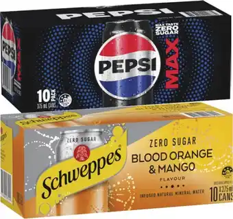 Coles Pepsi or Solo Soft Drink or Schweppes Infused Sparkling Water 10x375mL offer