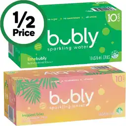 Woolworths Bubly Sparkling Water Varieties 10 x 375ml offer