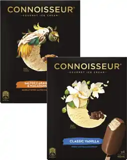 Coles Connoisseur Ice Cream Sticks 4 Pack-6 Pack 360mL-400mL offer