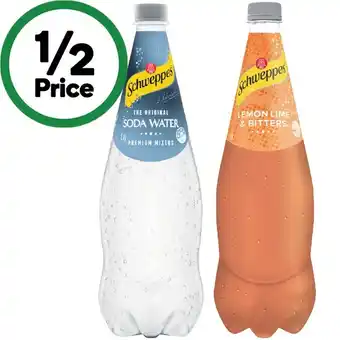 Woolworths Schweppes Soda Water or Mixer Varieties 1.1 Litres offer