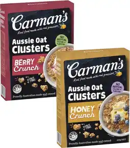 Coles Carman's Aussie Oat Crunchy Clusters 450g offer