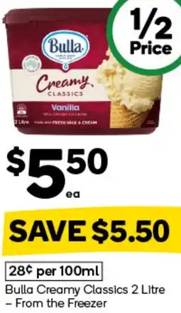Woolworths Bulla Creamy Classics offer
