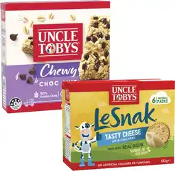 Coles Uncle Tobys Muesli Bars 145g-185g, Roll Ups 94g or Le Snak 132g offer
