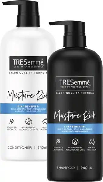 Coles Tresemmé Shampoo or Conditioner 940mL offer