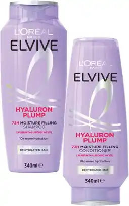 Coles L'Oréal Elvive Hyaluron Plump Shampoo or Conditioner 340mL offer