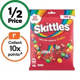 Woolworths Skittles Sharepack 180g Pk 12 offer