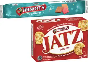 Coles Arnott's Jatz or Tina Wafer Biscuits 200g-225g offer