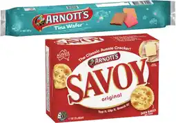 Coles Arnott's Savoy or Tina Wafer Biscuits 200g-225g offer