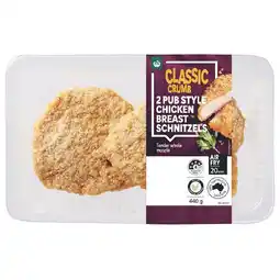 Woolworths Woolworths Pub Style Schnitzels with RSPCA Approved Chicken 440g Pk 2 offer