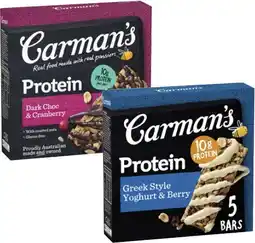 Coles Carman's Protein Bars 5 Pack 200g offer