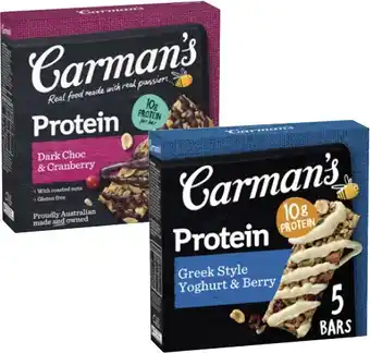 Coles Carman's Protein Bars 5 Pack 200g offer
