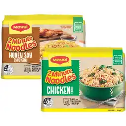 Woolworths Maggi 2 Minute Noodles or Fusian Noodles 345-395g Pk 5 offer