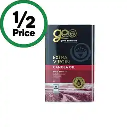 Woolworths Good Earth Oils Extra Virgin Canola Oil 4 Litre offer