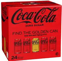 Coles Coca-Cola Zero Sugar Soft Drink 24x375mL offer