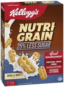 Coles Kellogg's Nutri Grain 25% Less Sugar 450g offer