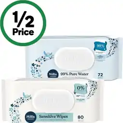 Woolworths Millie Moon Sensitive Baby Wipes Pk 72-80 offer
