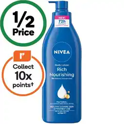 Woolworths Nivea Rich Moisturising 72hr Body Lotion 400ml offer