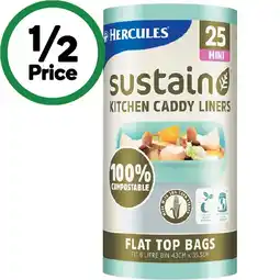 Woolworths Hercules Sustain 100% Compostable Bags Mini Pk 25 offer