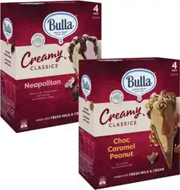 Coles Bulla Creamy Classics Ice Cream Cones 4 Pack 520mL offer