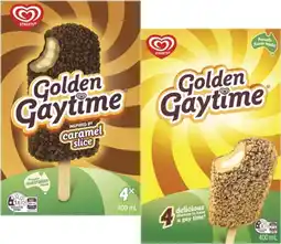 Coles Streets Golden Gaytime Sticks 4 Pack 400mL offer