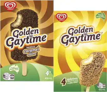 Coles Streets Golden Gaytime Sticks 4 Pack 400mL offer