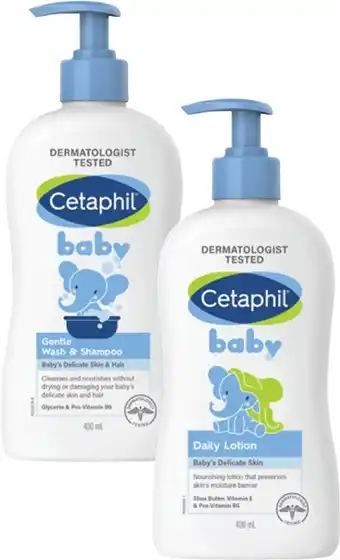 Coles Cetaphil Baby Daily Lotion or Gentle Wash & Shampoo 400mL offer