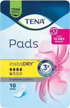 Coles Tena Insta Dry Standard Length Pads 10 Pack offer