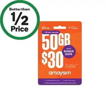 Woolworths amaysim $30 Starter Pack offer